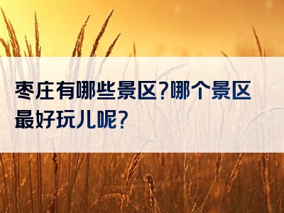 枣庄有哪些景区？哪个景区最好玩儿呢？