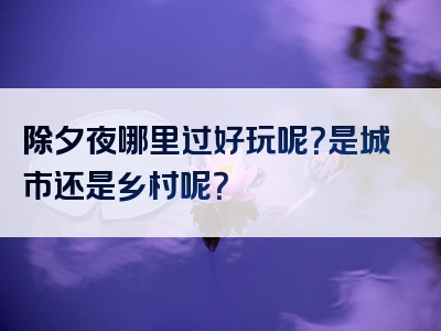 除夕夜哪里过好玩呢？是城市还是乡村呢？
