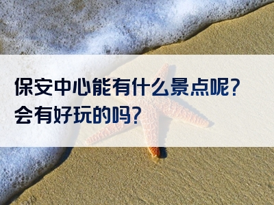 保安中心能有什么景点呢？会有好玩的吗？