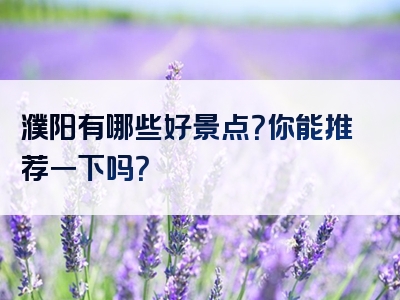 濮阳有哪些好景点？你能推荐一下吗？
