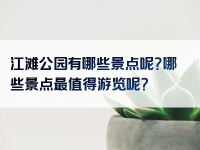 江滩公园有哪些景点呢？哪些景点最值得游览呢？