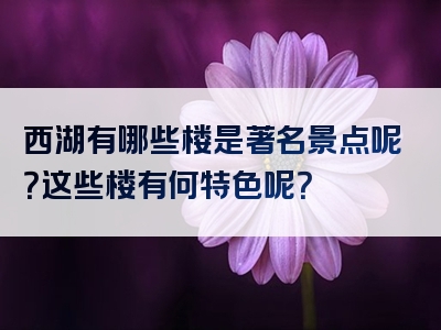 西湖有哪些楼是著名景点呢？这些楼有何特色呢？