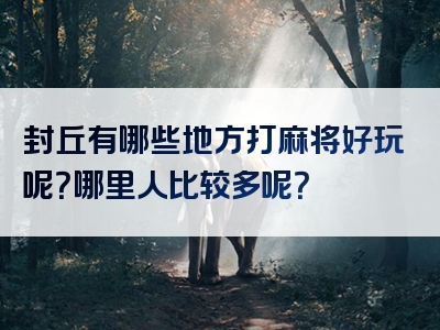 封丘有哪些地方打麻将好玩呢？哪里人比较多呢？