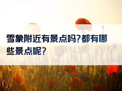 雪象附近有景点吗？都有哪些景点呢？