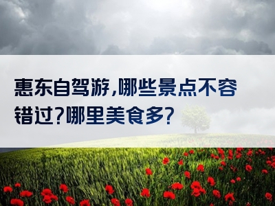 惠东自驾游，哪些景点不容错过？哪里美食多？