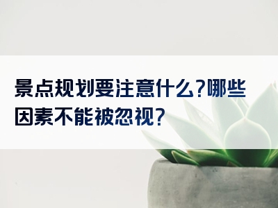景点规划要注意什么？哪些因素不能被忽视？
