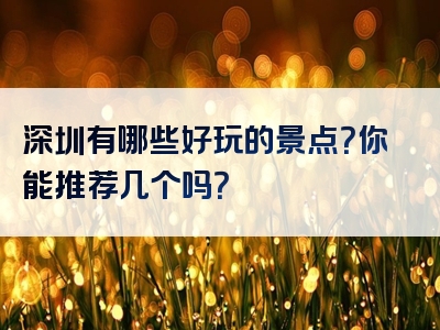 深圳有哪些好玩的景点？你能推荐几个吗？