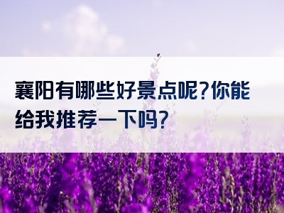 襄阳有哪些好景点呢？你能给我推荐一下吗？