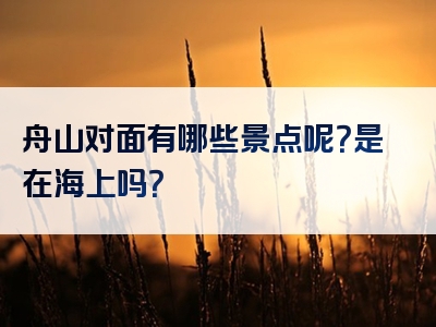 舟山对面有哪些景点呢？是在海上吗？