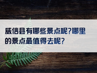 威信县有哪些景点呢？哪里的景点最值得去呢？