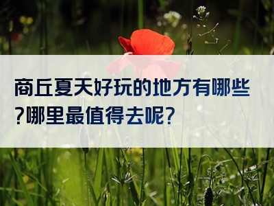 商丘夏天好玩的地方有哪些？哪里最值得去呢？