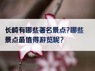 长崎有哪些著名景点？哪些景点最值得游览呢？