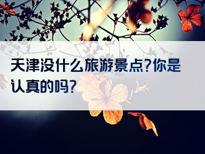 天津没什么旅游景点？你是认真的吗？