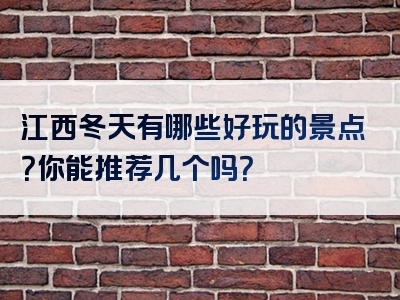 江西冬天有哪些好玩的景点？你能推荐几个吗？