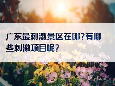广东最刺激景区在哪？有哪些刺激项目呢？