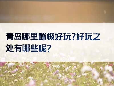 青岛哪里蹦极好玩？好玩之处有哪些呢？