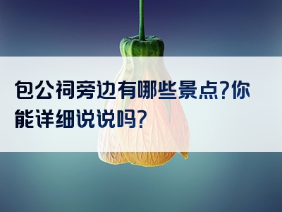 包公祠旁边有哪些景点？你能详细说说吗？