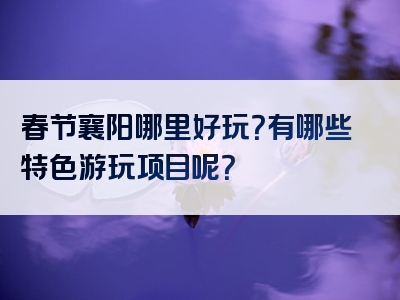 春节襄阳哪里好玩？有哪些特色游玩项目呢？