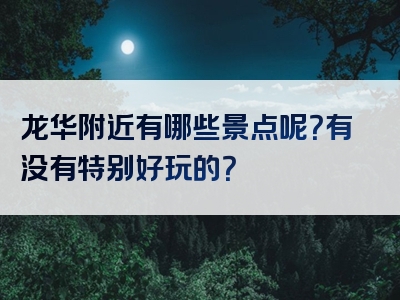 龙华附近有哪些景点呢？有没有特别好玩的？