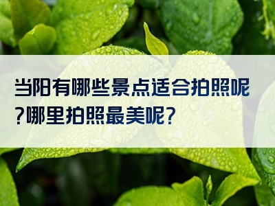 当阳有哪些景点适合拍照呢？哪里拍照最美呢？