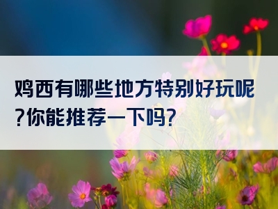 鸡西有哪些地方特别好玩呢？你能推荐一下吗？