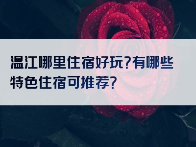 温江哪里住宿好玩？有哪些特色住宿可推荐？