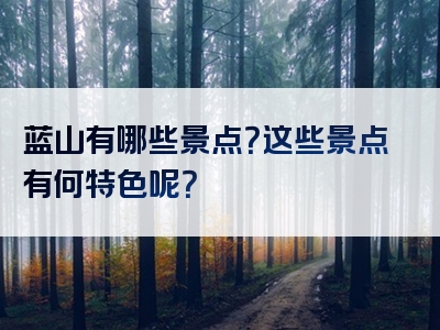 蓝山有哪些景点？这些景点有何特色呢？