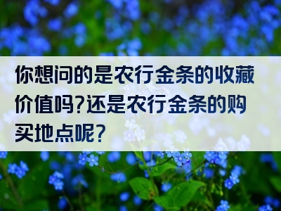 你想问的是农行金条的收藏价值吗？还是农行金条的购买地点呢？