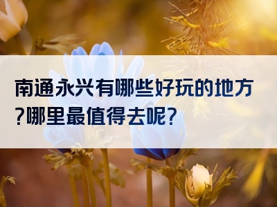 南通永兴有哪些好玩的地方？哪里最值得去呢？