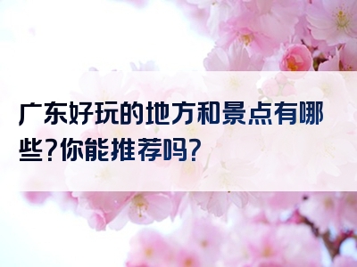 广东好玩的地方和景点有哪些？你能推荐吗？