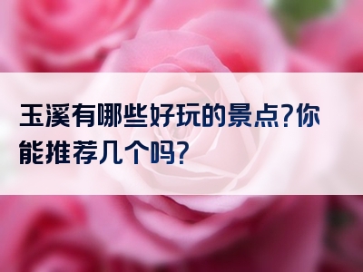 玉溪有哪些好玩的景点？你能推荐几个吗？