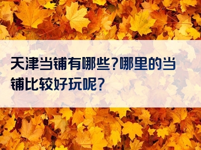 天津当铺有哪些？哪里的当铺比较好玩呢？