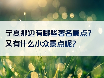 宁夏那边有哪些著名景点？又有什么小众景点呢？