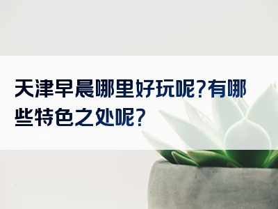 天津早晨哪里好玩呢？有哪些特色之处呢？