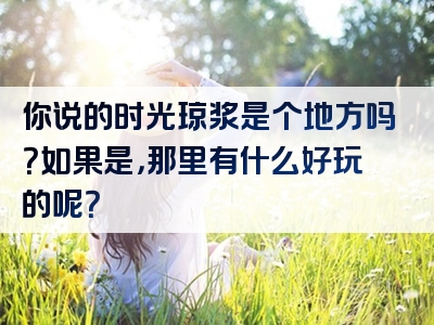 你说的时光琼浆是个地方吗？如果是，那里有什么好玩的呢？