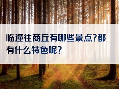 临潼往商丘有哪些景点？都有什么特色呢？