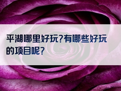 平湖哪里好玩？有哪些好玩的项目呢？