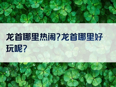 龙首哪里热闹？龙首哪里好玩呢？
