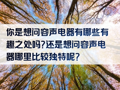 你是想问容声电器有哪些有趣之处吗？还是想问容声电器哪里比较独特呢？
