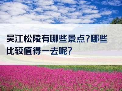 吴江松陵有哪些景点？哪些比较值得一去呢？