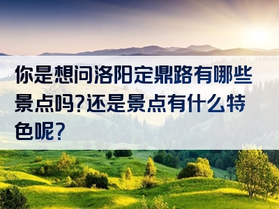 你是想问洛阳定鼎路有哪些景点吗？还是景点有什么特色呢？