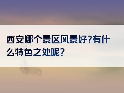 西安哪个景区风景好？有什么特色之处呢？