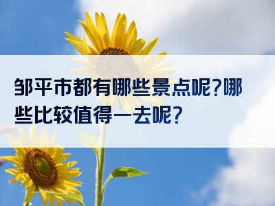 邹平市都有哪些景点呢？哪些比较值得一去呢？