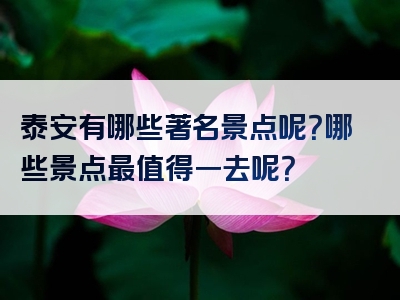 泰安有哪些著名景点呢？哪些景点最值得一去呢？
