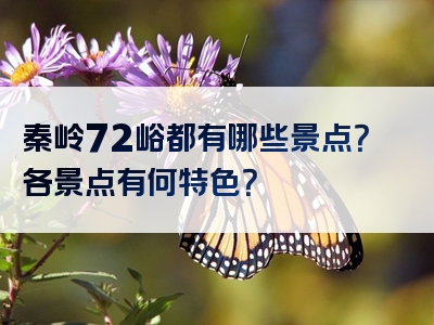 秦岭72峪都有哪些景点？各景点有何特色？