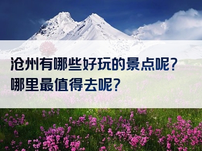 沧州有哪些好玩的景点呢？哪里最值得去呢？
