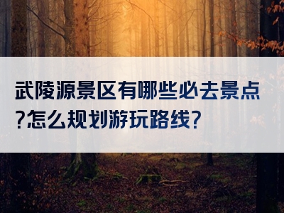 武陵源景区有哪些必去景点？怎么规划游玩路线？