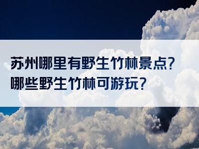 苏州哪里有野生竹林景点？哪些野生竹林可游玩？