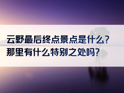 云野最后终点景点是什么？那里有什么特别之处吗？