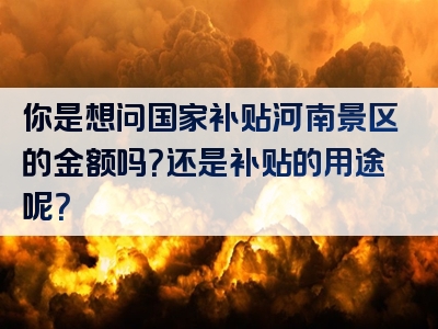 你是想问国家补贴河南景区的金额吗？还是补贴的用途呢？